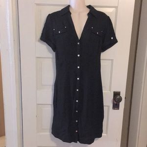 WHBM black silver rhinestone button dress SZ 8